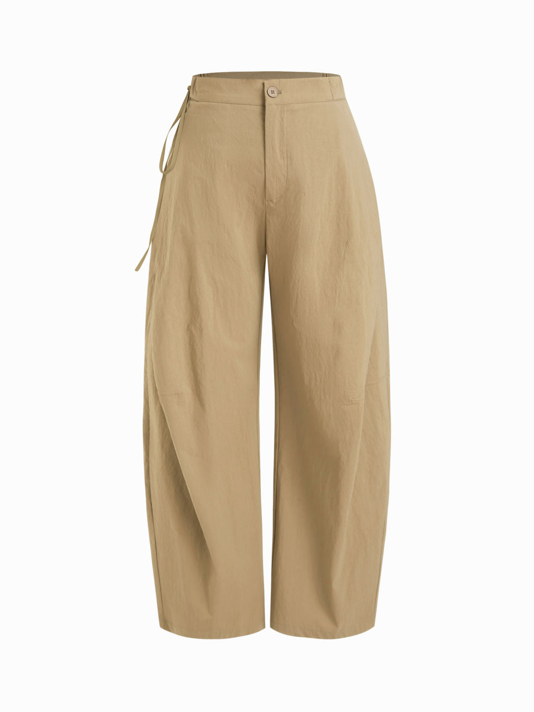 Cotton-blend Low Rise Tie Side Barrel-leg Trousers