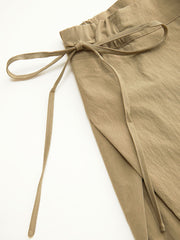 Cotton-blend Low Rise Tie Side Barrel-leg Trousers