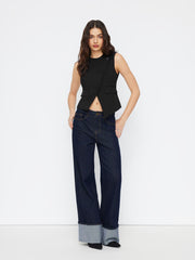 Round Neckline Asymmetrical Button Blazer Vest