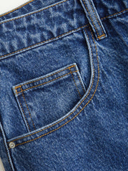 Cider Denim High Rise Button Roll Hem Wide Leg Jeans Curve & Plus