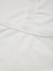 V-neck Lace Trim Ruched Top