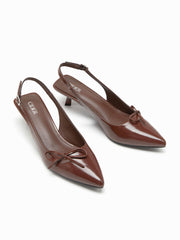 BOWKNOT POINTED TOE SLINGBACK HEELS