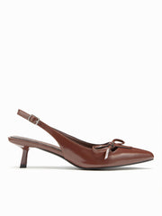 BOWKNOT POINTED TOE SLINGBACK HEELS