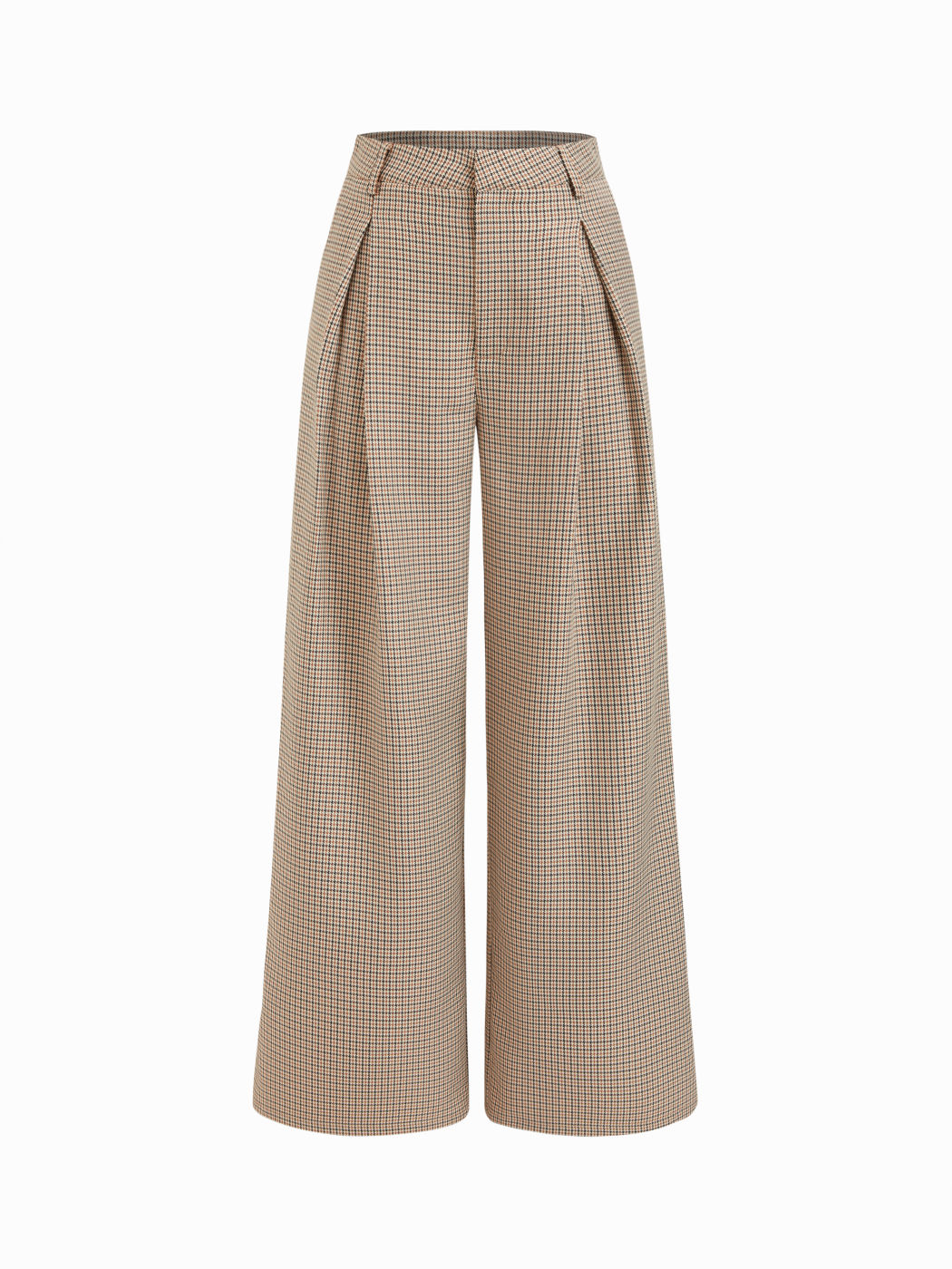 Mid Rise Straight Leg Pleated Trousers