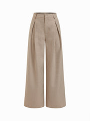 Mid Rise Straight Leg Pleated Trousers