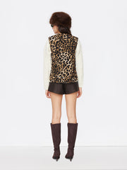 Corduroy Leopard Tie Front Vest