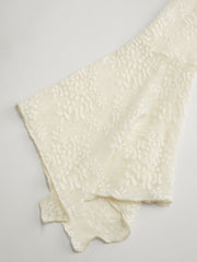 Contrasting Lace Boat Neck Bell Sleeve Asymmetrical Hem Lettuce Trim Top