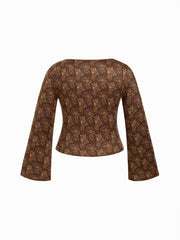 V-neck Floral Twist Long Sleeve Top Curve & Plus