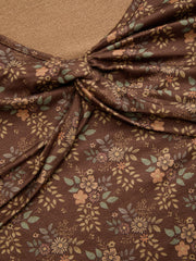 V-neck Floral Twist Long Sleeve Top Curve & Plus