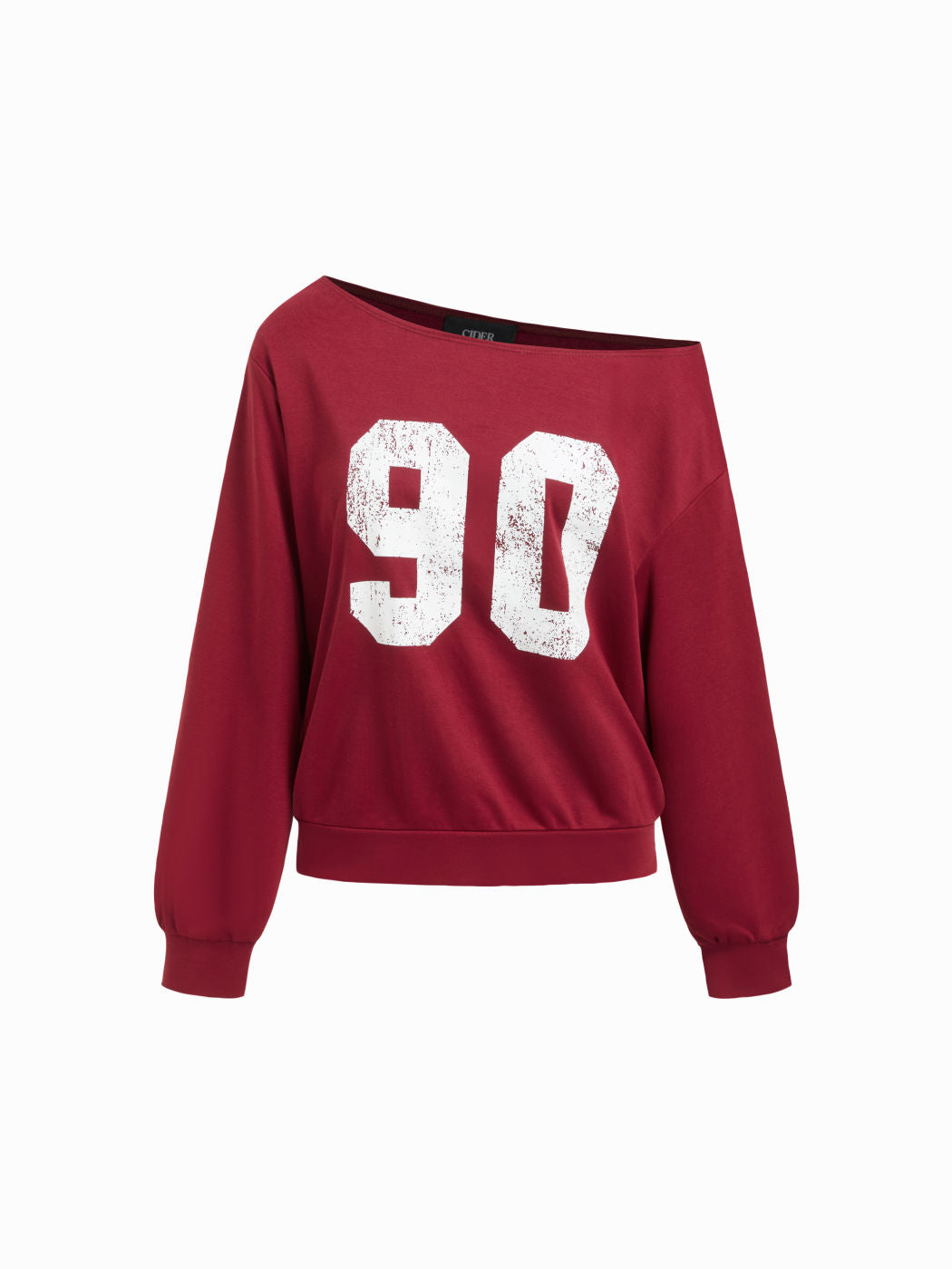 90 Terry Asymmetrical Neck Long Sleeve Sweatshirt