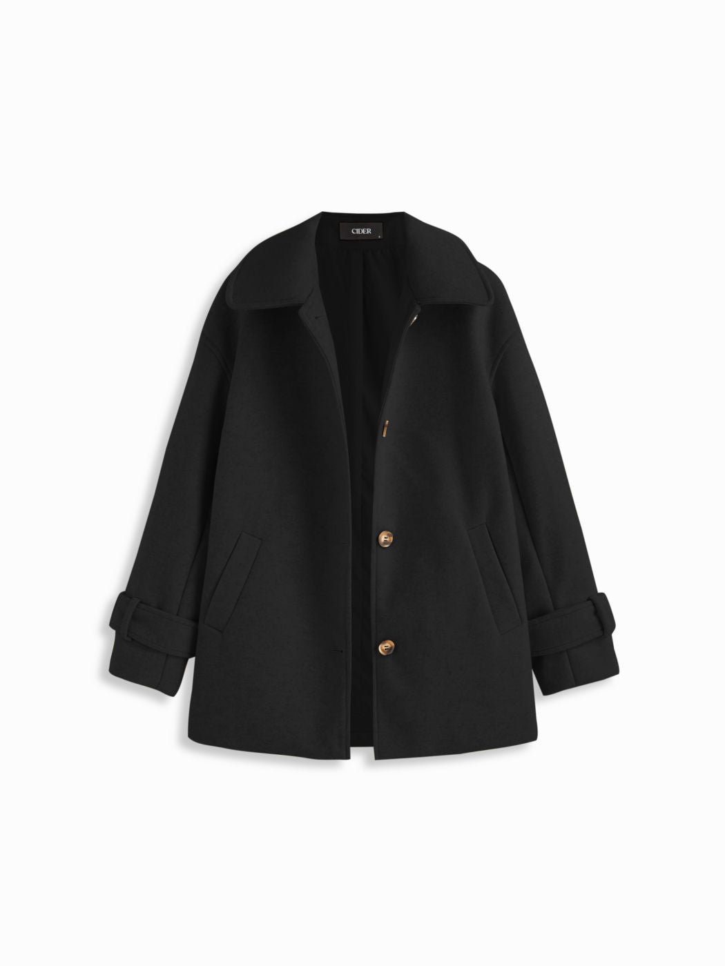 Wool-look Collar Long Sleeve Button Oversized Longline Shacket