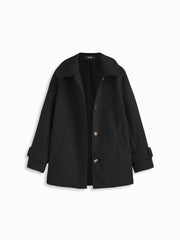 Wool-look Collar Long Sleeve Button Oversized Longline Shacket