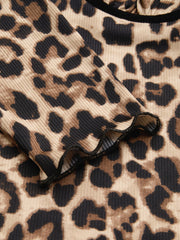 V-neck Leopard Print Bow Decor Mini Dress