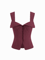 Sweetheart Lace Tie Back Tank Top