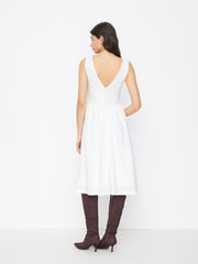 V-neck Solid Ruffle Hem Maxi Dress