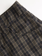 100% Cotton Mid Rise Plaid Ruched Bermuda Shorts