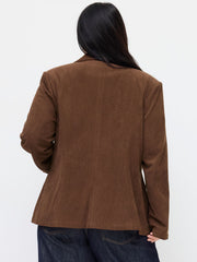 Corduroy Notched Collar Long Sleeve Blazer Curve & Plus