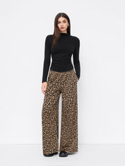 Thermal Cotton-blend High Neck Ruched Long Sleeve Tee