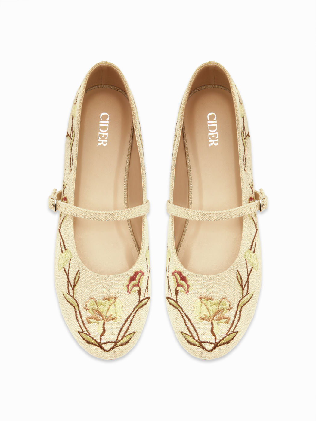 EMBROIDERED MARY JANE FLATS