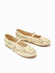 EMBROIDERED MARY JANE FLATS