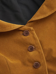 Suede Collar Solid Button Jacket