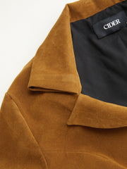 Suede Collar Solid Button Jacket