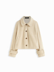 Wool-look Peter Pan Collar Long Sleeve Jacket