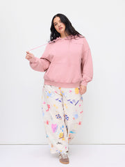 Slow Down Embroidery Terry Drawstring Oversized Hoodie Curve & Plus