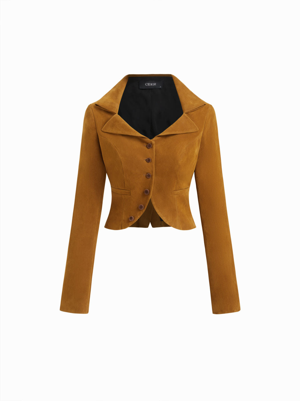 Suede Collar Solid Button Jacket