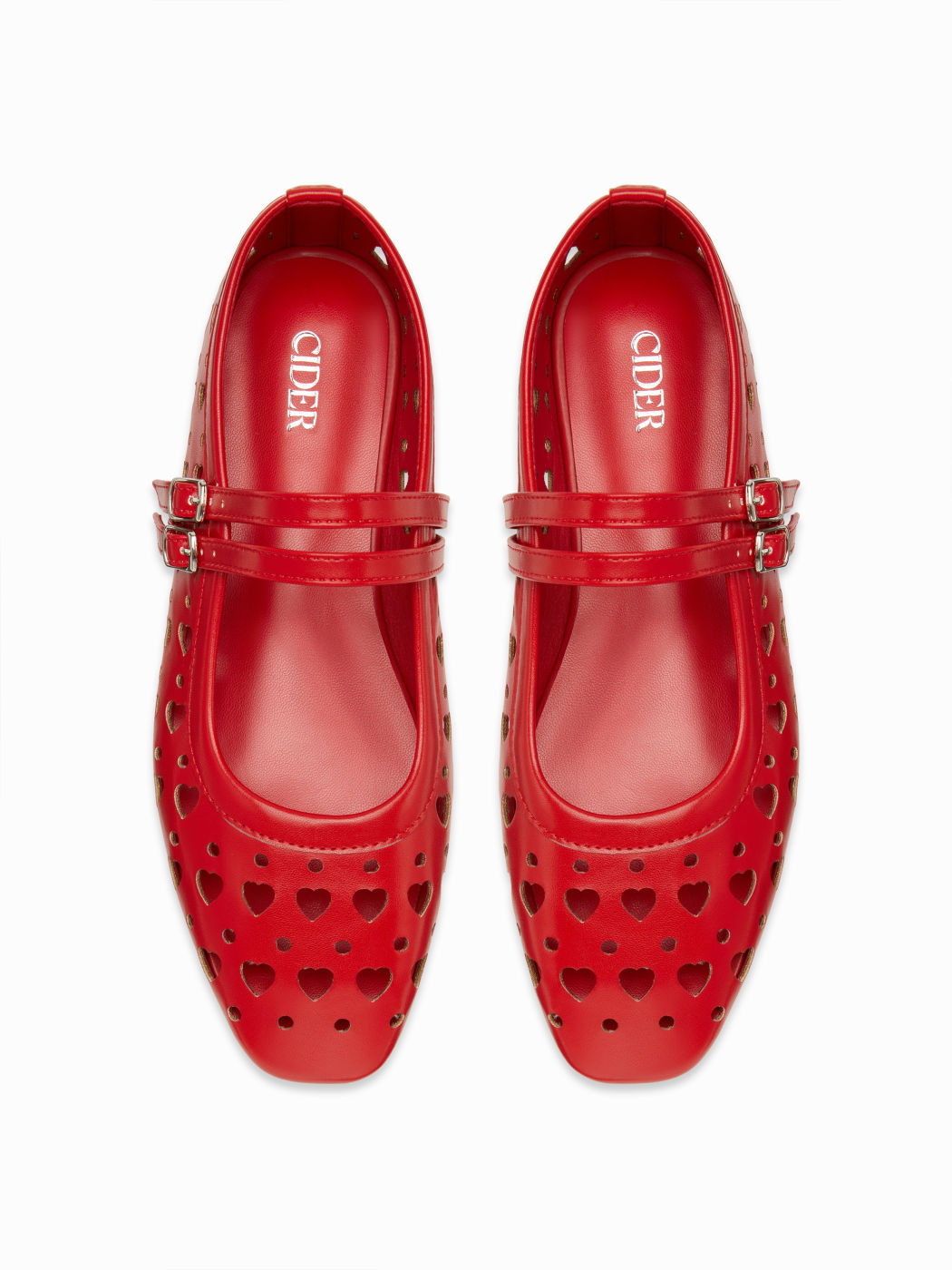 SQUARE TOE HEART HOLLOW OUT MARY JANE FLATS