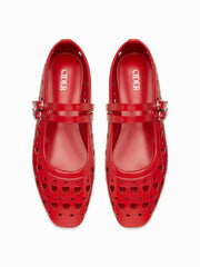SQUARE TOE HEART HOLLOW OUT MARY JANE FLATS