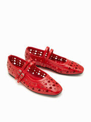 SQUARE TOE HEART HOLLOW OUT MARY JANE FLATS