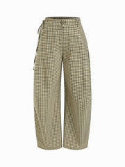 Cotton-blend Low Rise Tie Side Barrel-leg Trousers