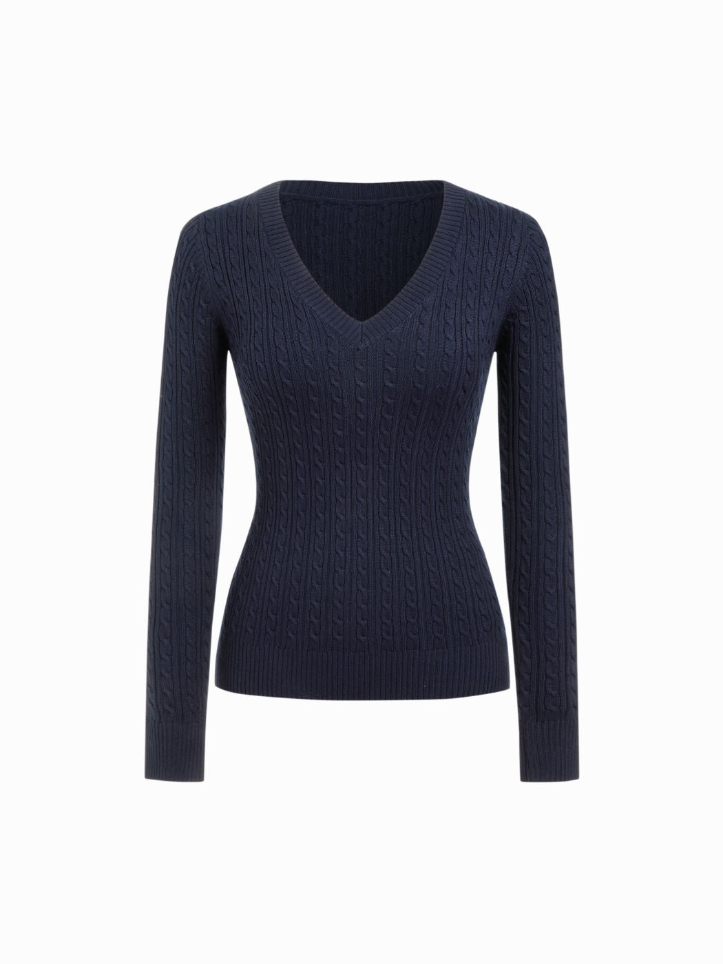 Cable Knit V-neck Long Sleeve Top
