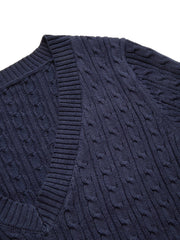 Cable Knit V-neck Long Sleeve Top