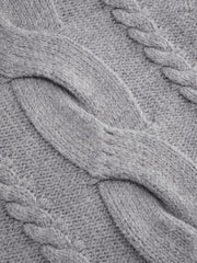Cable Knit Wool-blend Turtleneck Mid-length Sleeve Oversized Top