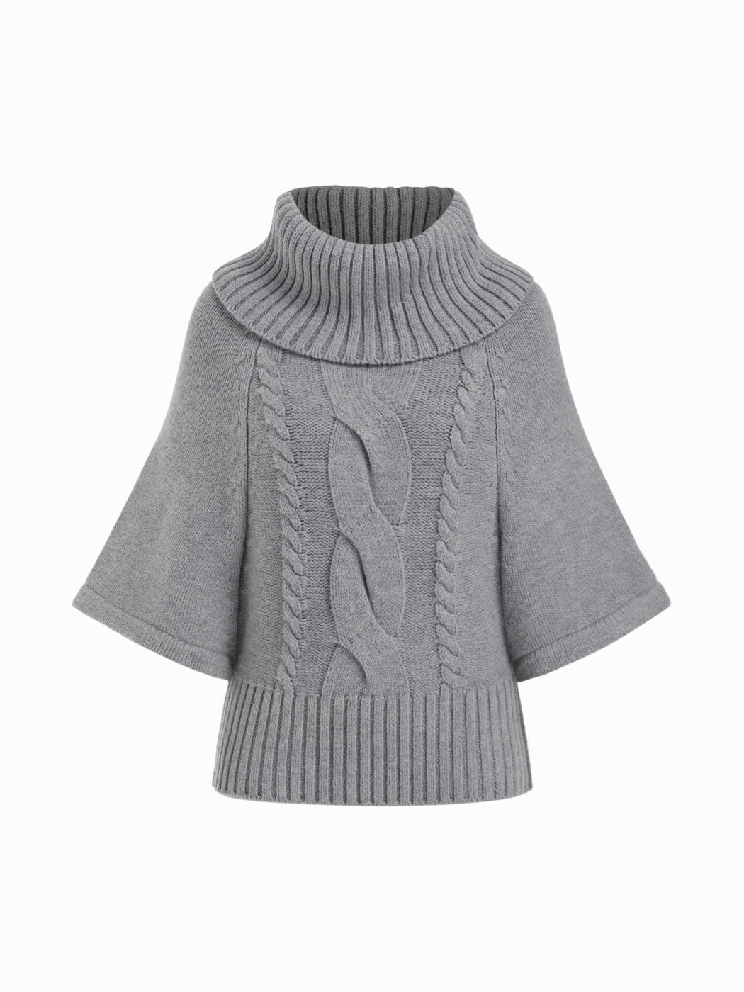 Cable Knit Wool-blend Turtleneck Mid-length Sleeve Oversized Top