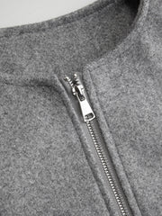Wool-look Zip Through Lantern Sleeve Jacket