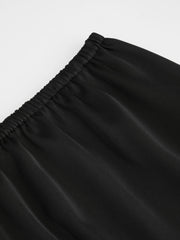 Satin Mid Rise Solid Elastic Waist Floral Lace Shorts