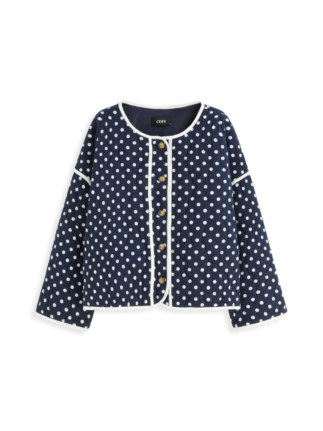 Cotton Polka Dot Button Quilted Oversized Puffer Jacket Curve & Plus