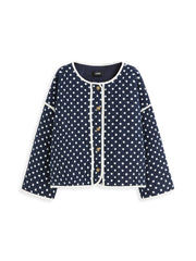 Cotton Polka Dot Button Quilted Oversized Puffer Jacket Curve & Plus