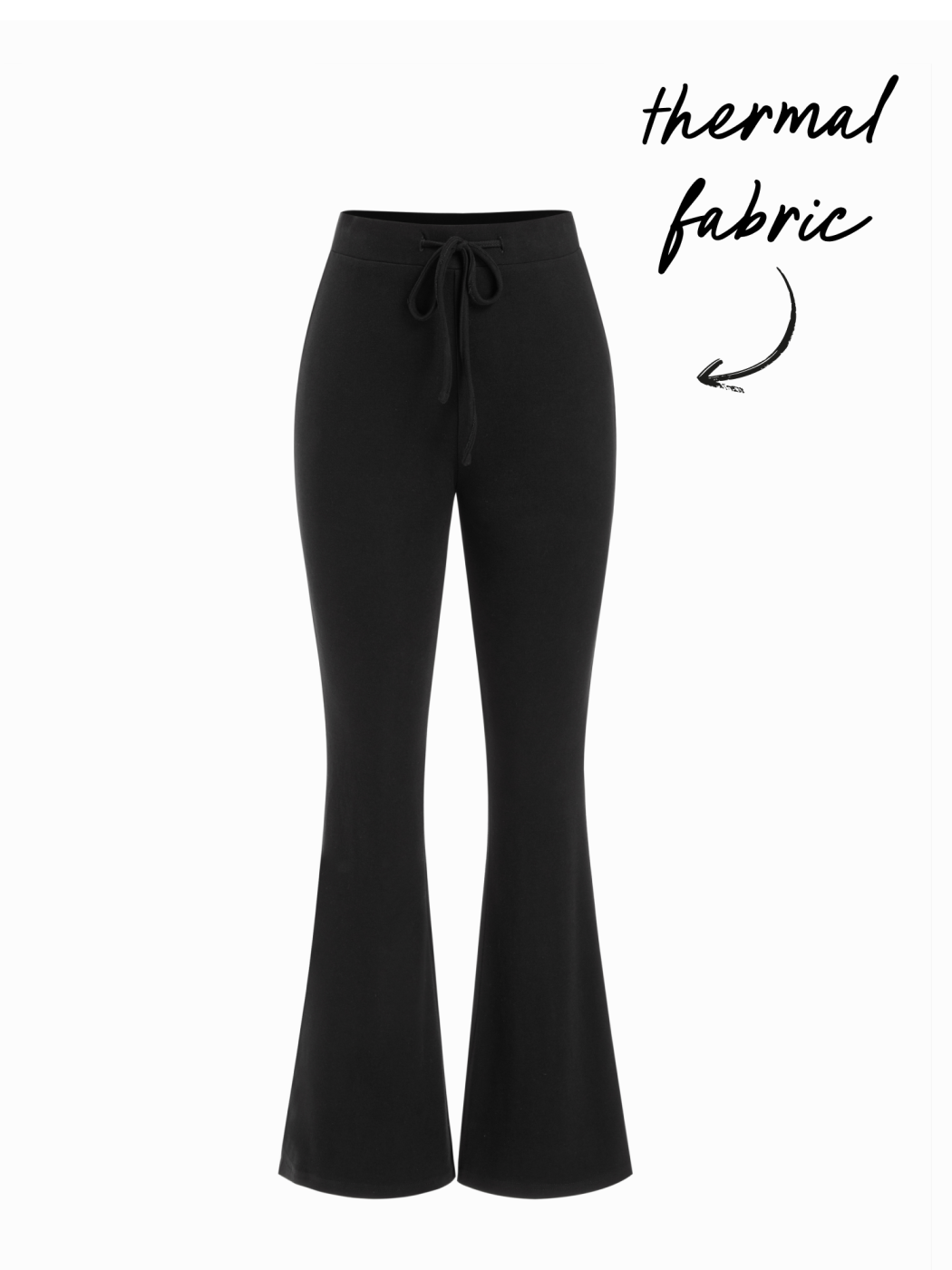 Thermal Cotton-blend Mid Rise Drawstring Flared Trousers