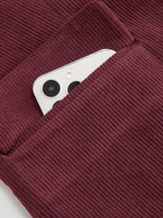 Corduroy Notched Collar Long Sleeve Blazer