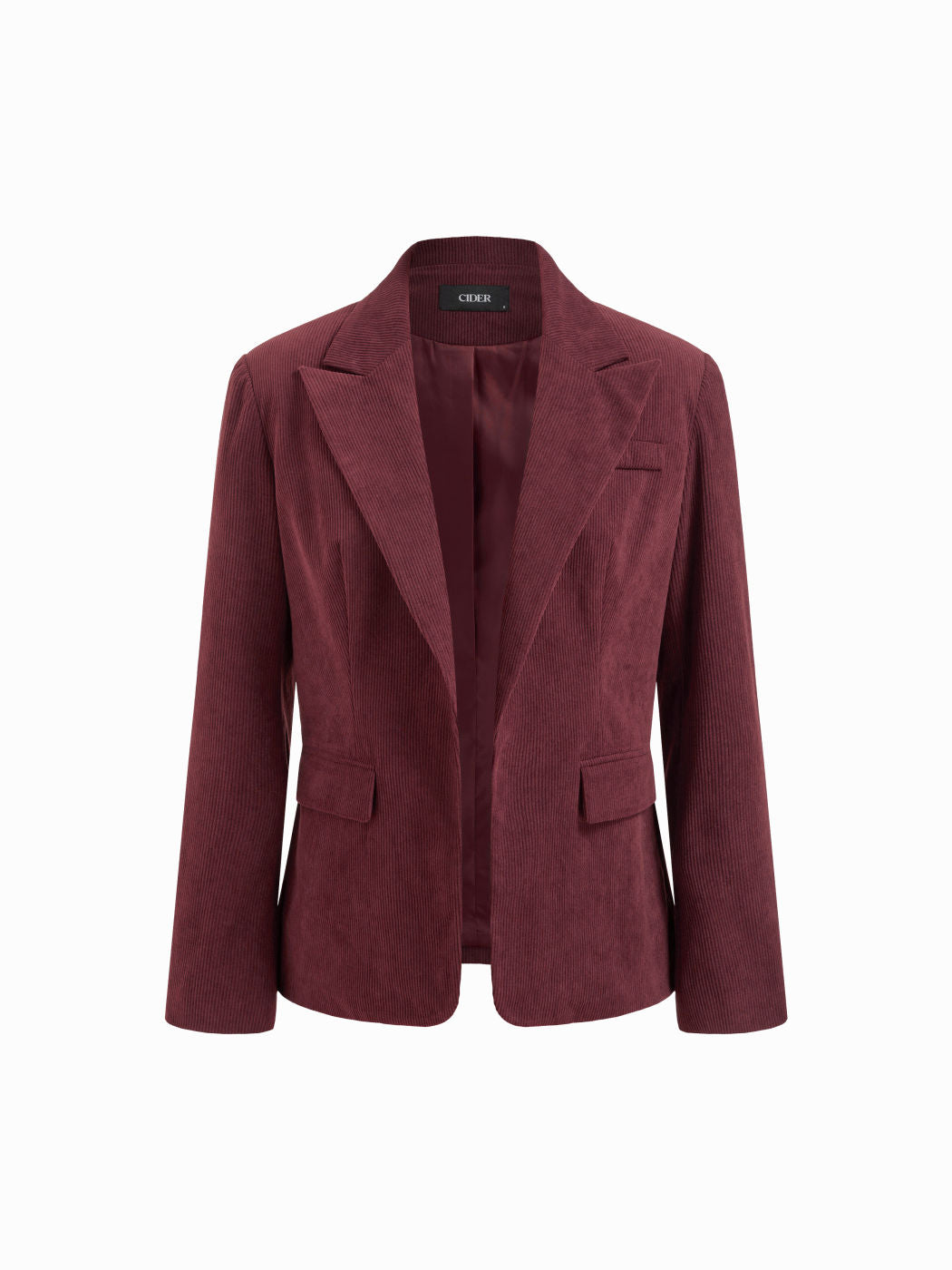 Corduroy Notched Collar Long Sleeve Blazer