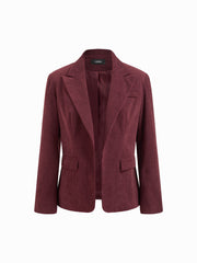 Corduroy Notched Collar Long Sleeve Blazer