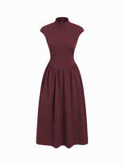 Jersey High Neck Tie Back Midi Dress