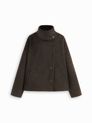 Wool-look Funnel Neck Long Sleeve Oversized Jacket