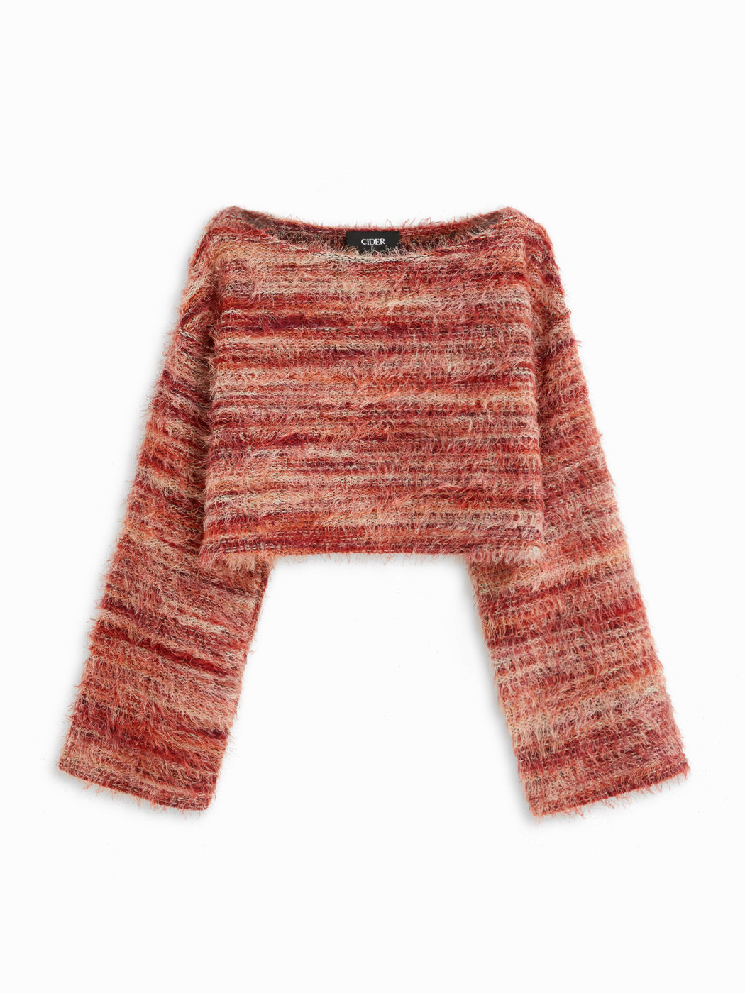Striped Boat Neck Bell Sleeve Cropped Top