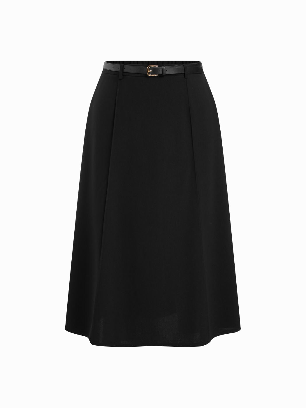 Stretchy Mid Rise Solid Maxi A-line Skirt With Belt Curve & Plus
