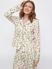 Strawberry Graphic Floral Oversized Top & Mid Rise Wide Leg Trousers Loungewear Set